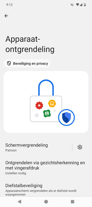 Uw telefoon is nu beveiligd met een schermvergrendeling