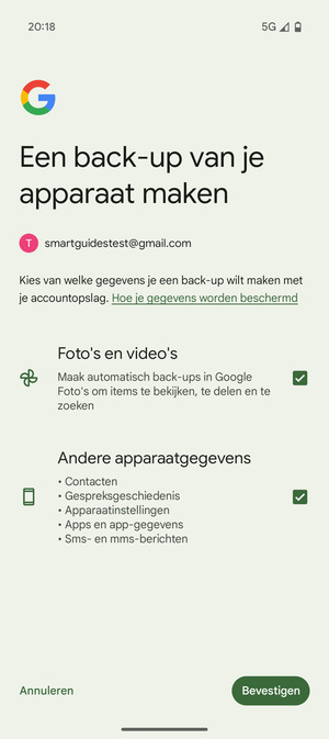 Selecteer uw voorkeursopties en selecteer Bevestigen