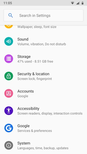 Scroll to and select Security & location