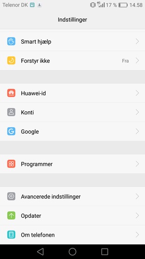 Scroll til og vælg Avancerede indstillinger