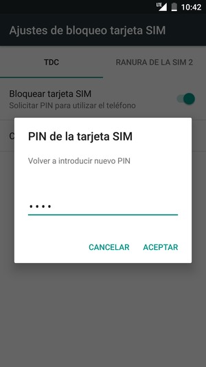 Confirme su nuevo PIN y seleccione ACEPTAR