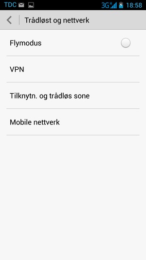 Velg Tilknytn. og trådløs sone