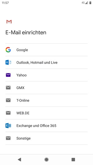 Wählen Sie Google