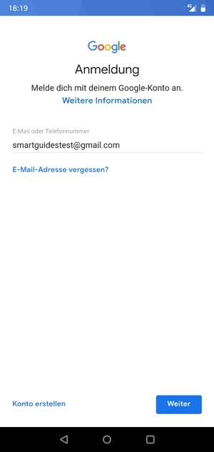 Geben Sie Ihre Gmail Adresse ein und wählen Sie Weiter