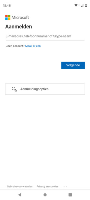 Voer uw e-mailadres in en selecteer Volgende