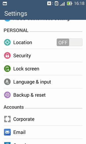 To change the PIN for the SIM card, return to the Settings menu and select Security