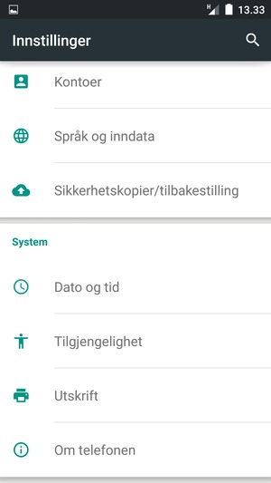 Bla til og velg Om telefonen