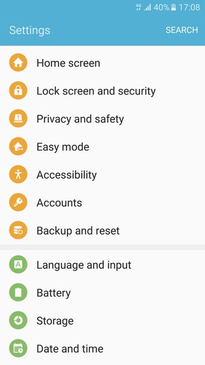 Scroll to and select Backup and reset