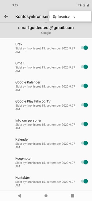Vælg Synkroniser nu