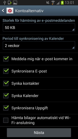 Välj Nästa