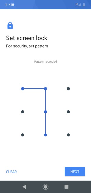 Draw an unlock pattern and select NEXT