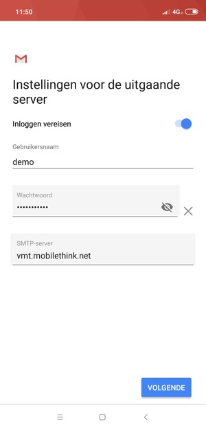Voer Uitgaand serveradres in