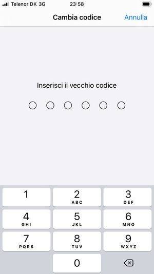 Inserisci il vecchio codice di accesso