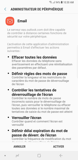 Sélectionnez ACTIVER