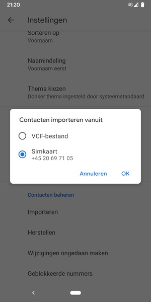 Selecteer Simkaart en OK
