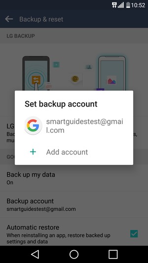 Select your backup account