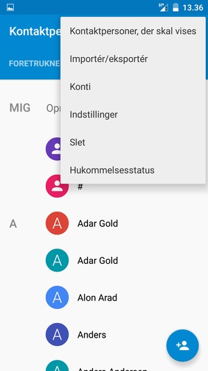 Vælg Importér/eksportér
