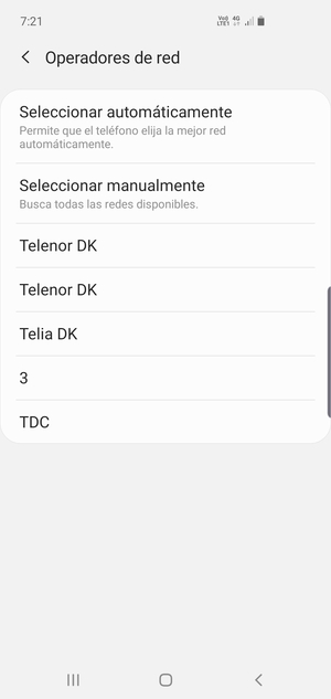 Seleccione un operador de red de la lista