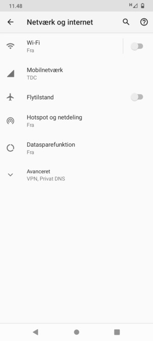 Vælg Mobilnetværk