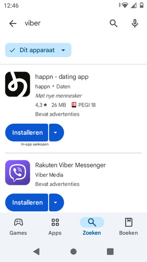 Selecteer de app