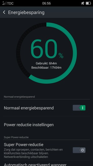 Selecteer Power reductie instellingen