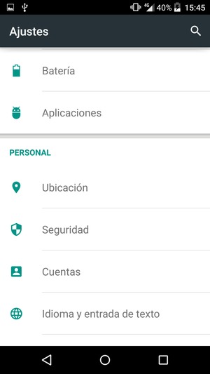 Desplácese y seleccione Batería
