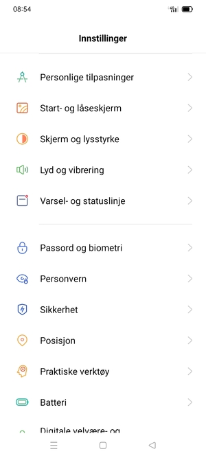 Bla til og velg Sikkerhet