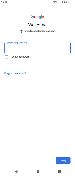 Enter your Gmail password and select Next