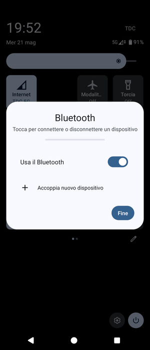 Disattiva Usa il Bluetooth