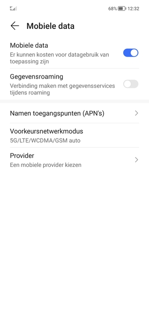 Selecteer Namen toegangspunten (APN's)