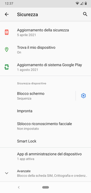 Per cambiare il PIN della scheda SIM, scorri e seleziona Avanzate