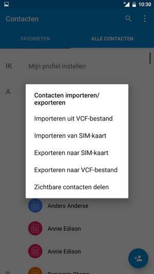 Selecteer Importeren van SIM-kaart