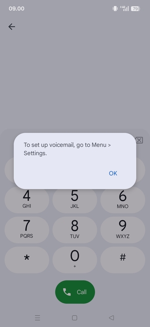 If your voicemail is not set up, select OK