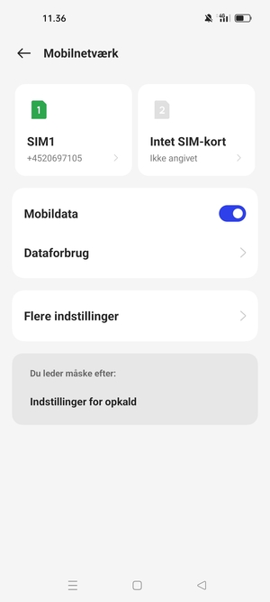 Vælg SIM1 eller SIM2