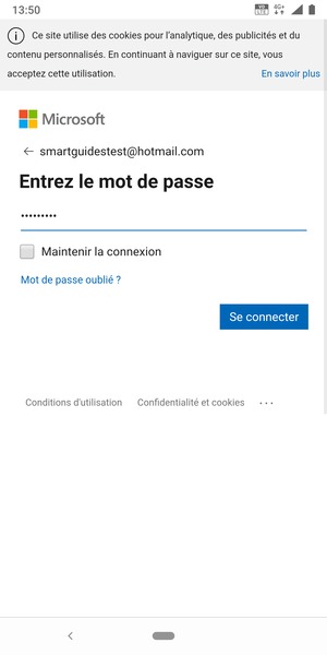 Saisissez votre mot de passe et sélectionnez Se connecter