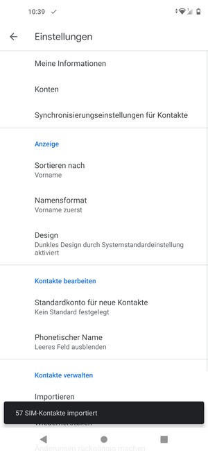 Ihre Kontakte werden in Ihrem Google Konto gespeichert und auf Ihrem Handy gespeichert, wenn Google das nächste Mal synchronisiert wird.
