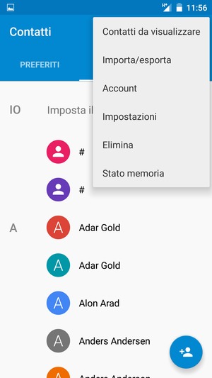Seleziona Importa/esporta