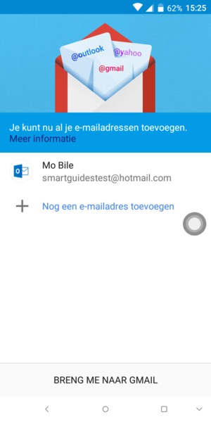 Selecteer BRENG ME NAAR GMAIL