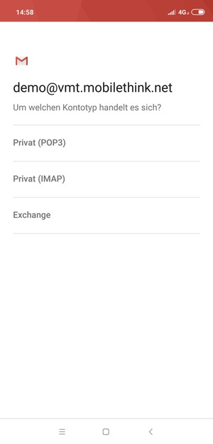 Wählen Sie Privat (POP3) oder Privat (IMAP)