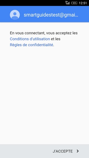 Sélectionnez J'ACCEPTE