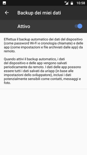 Seleziona il tasto Indietro