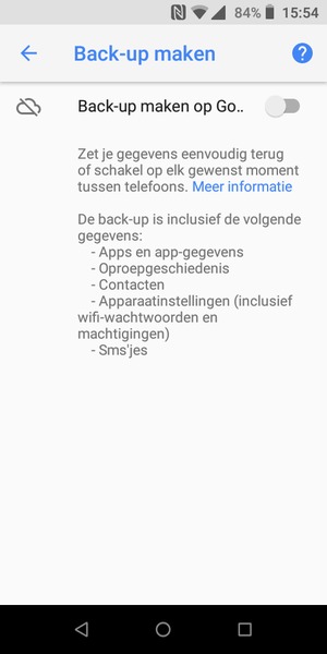 Schakel Back-up maken op Google Drive in