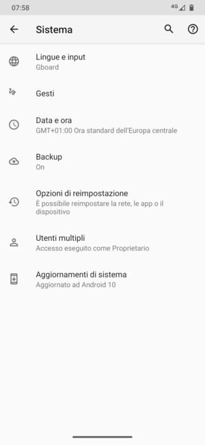Scorri e seleziona Aggiornamenti di sistema