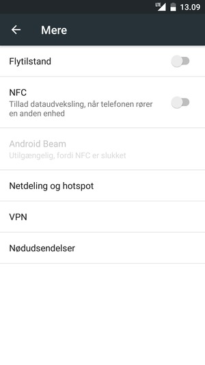Vælg Netdeling og hotspot
