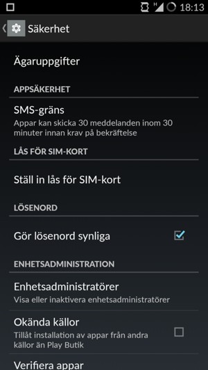 Välj Ställ in lås för SIM-kort