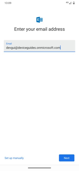 Enter your Email address and  select Set up manually
