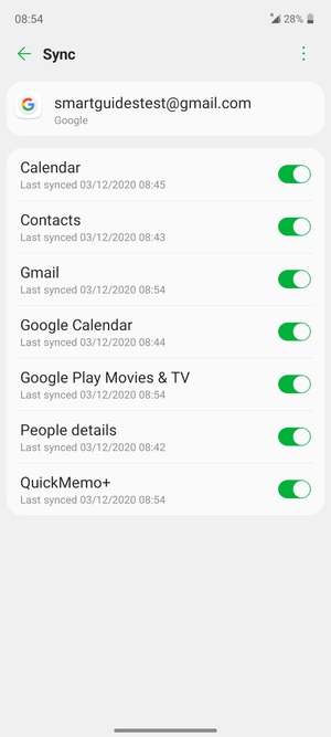 Make sure Contacts is selected