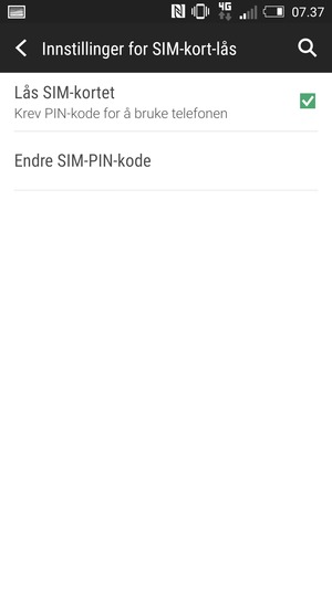 Velg Endre SIM-PIN-kode