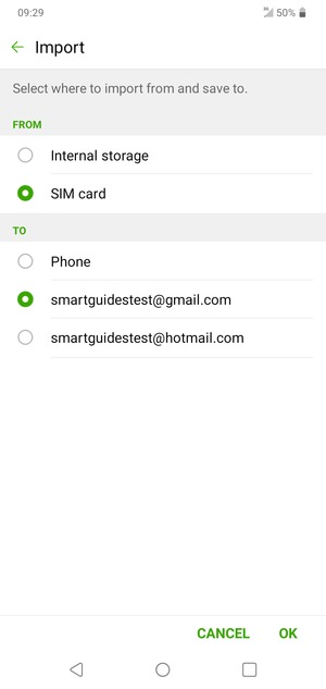 Select your Google account and select OK
