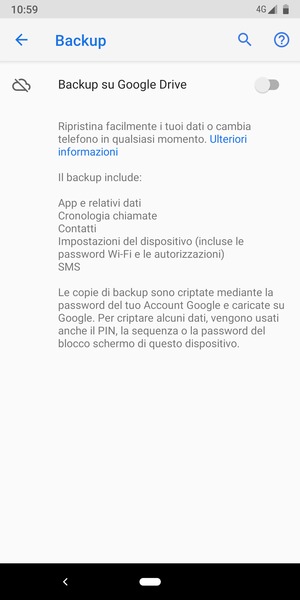 Attiva Backup su Google Drive